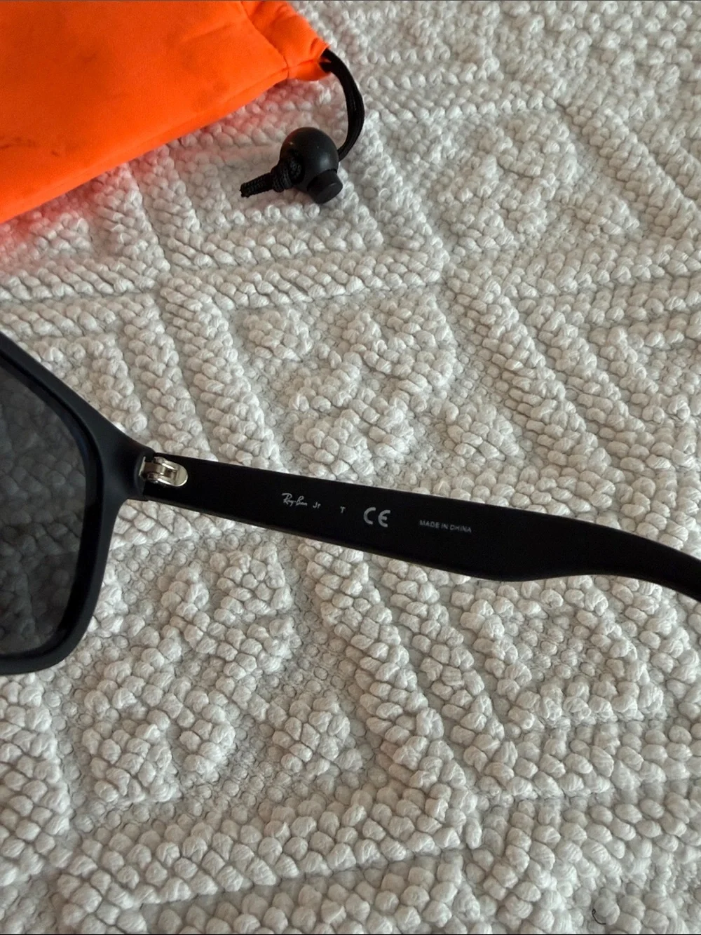 Ray-Ban kids Black Frame Sunglasses with Blue Lenses and Orange Pouch